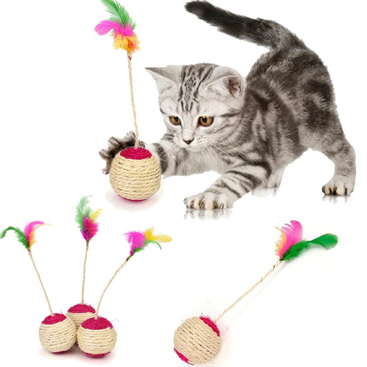 Cat Toy Pet Cat Sisal Scratching Ball Training Interactive Toy For